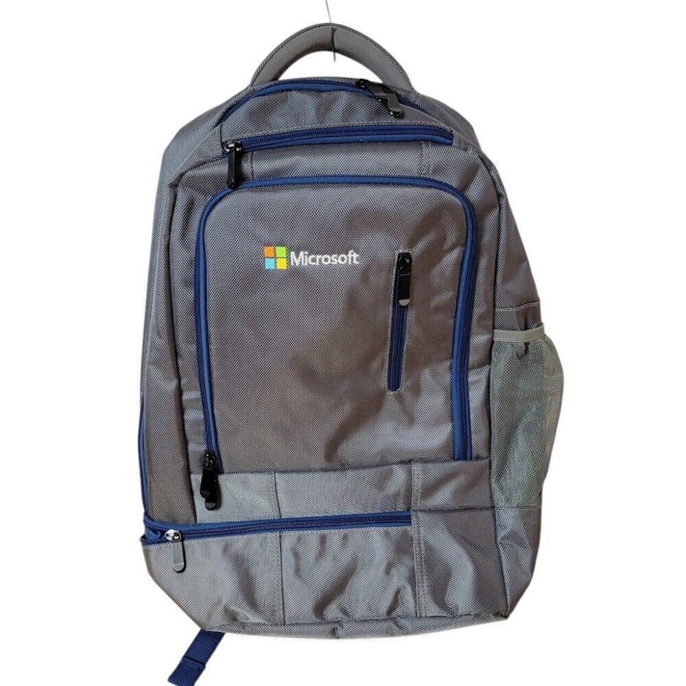Microsoft Backpack Gray Padded Sections For Laptop Tablet Phone